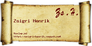 Zsigri Henrik névjegykártya